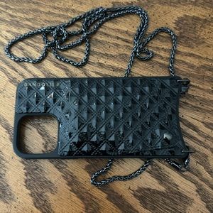 iPhone  13 pro max black Bandolier cross body case with snap picket